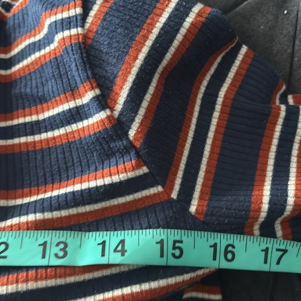 Vintage rugby cropped knit long sleeve top Sz M - Picture 5 of 8